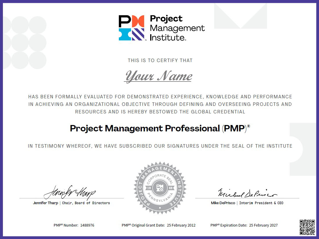PMP Certificate by PMI